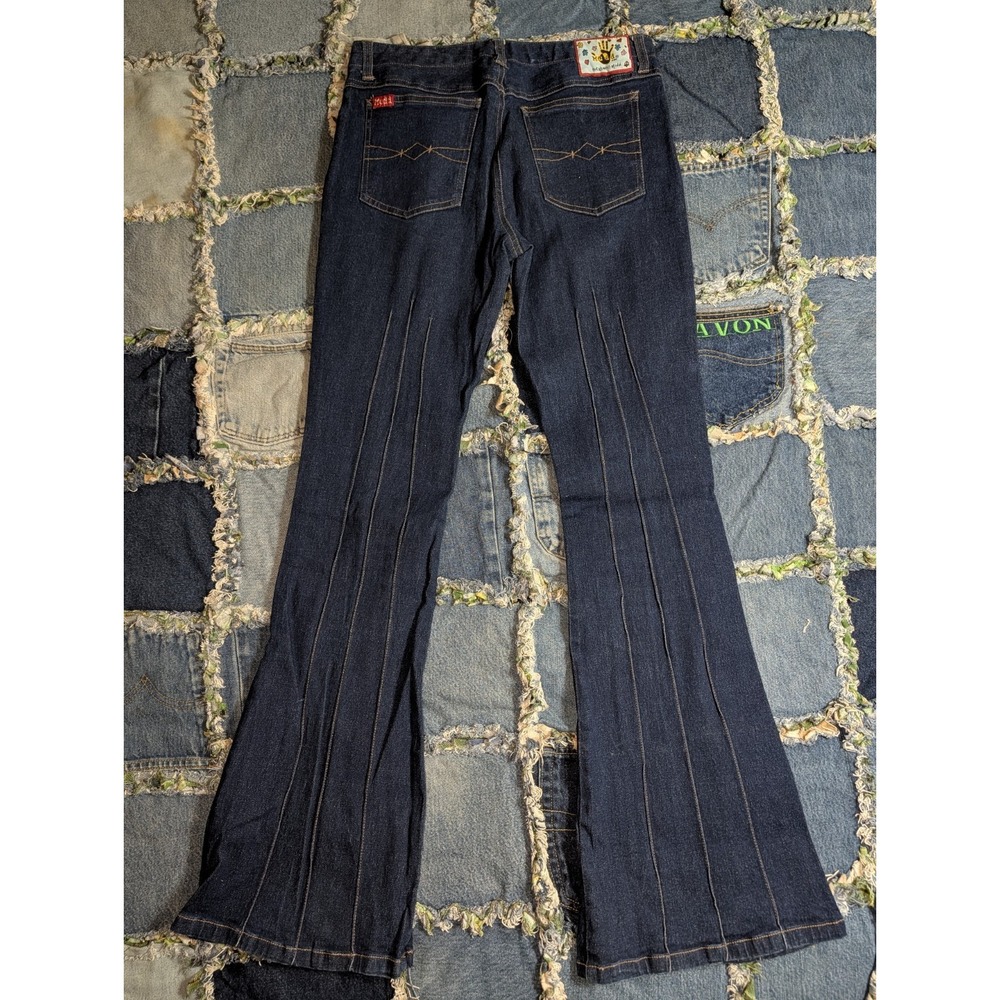 Vintage 1990s Mudd Jeans Bell Bottom Pin Tuck Seams Women's Size 7 (28x30)